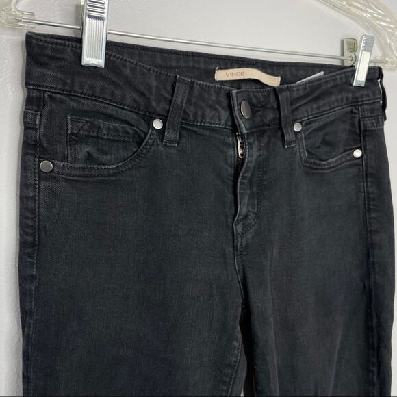 VINCE Black Skinny Jeans Womens Size 26 Black Ankle Zip Quiet Luxury Y2K Revival - Picture 3 of 11
